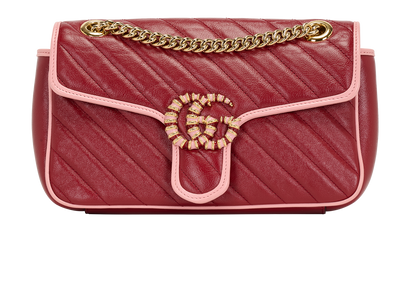 Small GG Marmont Shoulder Bag, &pound;750, Handbags, Pink/Red, Leather, Front view